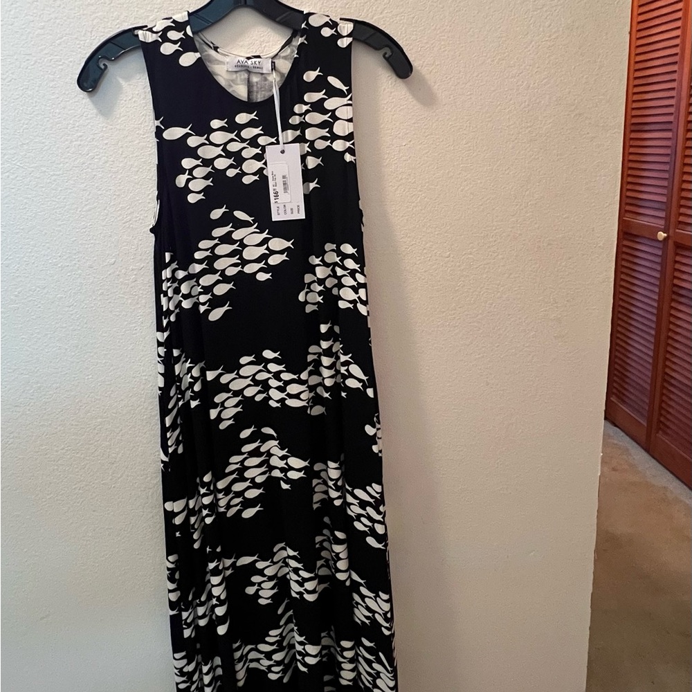 Ava Sky / Fighting Eel NWT Dress Maia in Black Fish XS